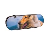 Hnnkloy Leather Pencil Case Organizer for Stationery Storage,Beautiful Rough Collie