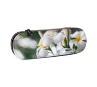 Hnnkloy Leather Pencil Case Organizer for Stationery Storage,Beautiful White Frangipani Wake Plumeria Flowers