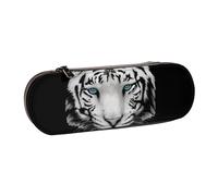 Hnnkloy Leather Pencil Case Organizer for Stationery Storage,Blue Pupil White Tiger