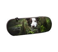 Hnnkloy Leather Pencil Case Organizer for Stationery Storage,Border Collie Forest Stone Sweet Brown Dogs Pets