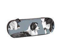 Hnnkloy Leather Pencil Case Organizer for Stationery Storage,Border Collies Blue