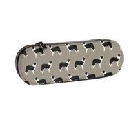 Hnnkloy Leather Pencil Case Organizer for Stationery Storage,Border Collies Neutral