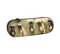 Hnnkloy Leather Pencil Case Organizer for Stationery Storage,Boxer Dogs Puppies Pets Family Dogs