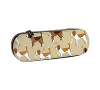 Hnnkloy Leather Pencil Case Organizer for Stationery Storage,Cartoon Cute Clever Beagle Pet Animal