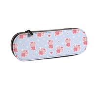 Hnnkloy Leather Pencil Case Organizer for Stationery Storage,Christmas with Cute Pink Axolotl