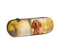 Hnnkloy Leather Pencil Case Organizer for Stationery Storage,Cocker Spaniel Autumn Park Brown Spaniel Dogs