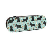 Hnnkloy Leather Pencil Case Organizer for Stationery Storage,Cocker Spaniel with Coffees Black Cocker Spaniel Dog