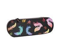 Hnnkloy Leather Pencil Case Organizer for Stationery Storage,Colorful Axolotl