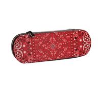 Hnnkloy Leather Pencil Case Organizer for Stationery Storage,Colorful Bandanna Red Paisley Bandana