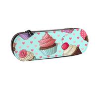 Hnnkloy Leather Pencil Case Organizer for Stationery Storage,Cupcake Pattern Printed