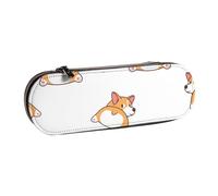 Hnnkloy Leather Pencil Case Organizer for Stationery Storage,Cute Corgi Butt