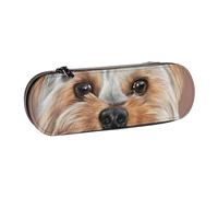 Hnnkloy Leather Pencil Case Organizer for Stationery Storage,Dog Cute Yorkshire Terrier Teacup