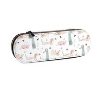 Hnnkloy Leather Pencil Case Organizer for Stationery Storage,Doodle Dog Print Funny Dogs