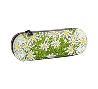 Hnnkloy Leather Pencil Case Organizer for Stationery Storage,Edelweiss Swiss Mountain Flowers