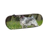Hnnkloy Leather Pencil Case Organizer for Stationery Storage,English Setter Lawn Pets Dogs English Setter