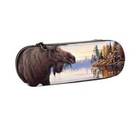 Hnnkloy Leather Pencil Case Organizer for Stationery Storage,Fall Birch Leaves Elk