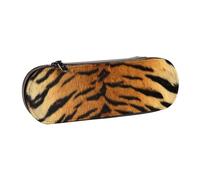 Hnnkloy Leather Pencil Case Organizer for Stationery Storage,Faux Siberian Tiger Skin