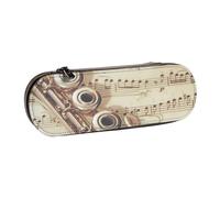 Hnnkloy Leather Pencil Case Organizer for Stationery Storage,Flute Music