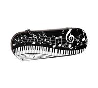 Hnnkloy Leather Pencil Case Organizer for Stationery Storage,Flying Music Notes Musical Piano Keys