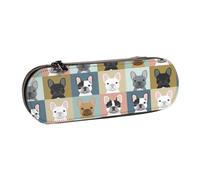 Hnnkloy Leather Pencil Case Organizer for Stationery Storage,French Bulldog Portraits Pattern Dog