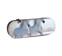 Hnnkloy Leather Pencil Case Organizer for Stationery Storage,Galloping Rare Spotted Horses