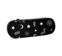 Hnnkloy Leather Pencil Case Organizer for Stationery Storage,Goth Occult Pattern