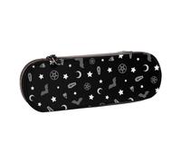 Hnnkloy Leather Pencil Case Organizer for Stationery Storage,Goth Occult Pattern