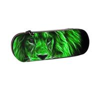 Hnnkloy Leather Pencil Case Organizer for Stationery Storage,Green Cool Lion