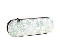 Hnnkloy Leather Pencil Case Organizer for Stationery Storage,Green Sea Blue Seaweed