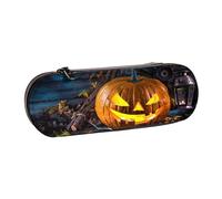 Hnnkloy Leather Pencil Case Organizer for Stationery Storage,Halloween Pumpkin Head Jack Lantern with Burning Candles