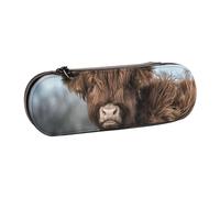 Hnnkloy Leather Pencil Case Organizer for Stationery Storage,Highland Cow Scottish Wildlife