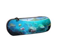 Hnnkloy Leather Pencil Case Organizer for Stationery Storage,Hungry Shark World Shark