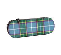 Hnnkloy Leather Pencil Case Organizer for Stationery Storage,Isle Man Laxey Manx District Tartan Abstract