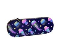 Hnnkloy Leather Pencil Case Organizer for Stationery Storage,Jellyfish Glow in Dark
