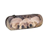 Hnnkloy Leather Pencil Case Organizer for Stationery Storage,Labradors Little Puppies Golden Retriever