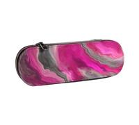 Hnnkloy Leather Pencil Case Organizer for Stationery Storage,Magenta Black Grey Jewel Tone Fluid Art Swirl