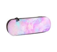 Hnnkloy Leather Pencil Case Organizer for Stationery Storage,Marbled Galaxy Pink Purple