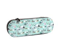 Hnnkloy Leather Pencil Case Organizer for Stationery Storage,Mountain Dreams Aqua Extra