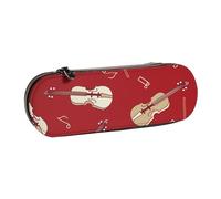 Hnnkloy Leather Pencil Case Organizer for Stationery Storage,Music Violin Red Note