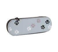 Hnnkloy Leather Pencil Case Organizer for Stationery Storage,Paw Print Traces Cate