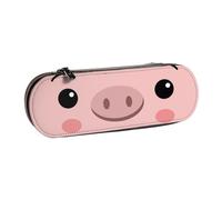 Hnnkloy Leather Pencil Case Organizer for Stationery Storage,Pink Piggy Nose Smile Eyes