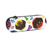 Hnnkloy Leather Pencil Case Organizer for Stationery Storage,Playful Dachshund Face