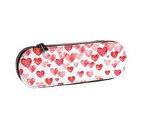 Hnnkloy Leather Pencil Case Organizer for Stationery Storage,Print Falling Red Hearts