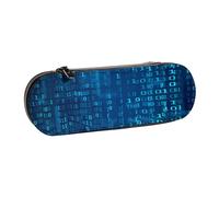 Hnnkloy Leather Pencil Case Organizer for Stationery Storage,Programmer Blue Binary Code
