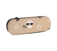 Hnnkloy Leather Pencil Case Organizer for Stationery Storage,Raccoon Cute Animal Print