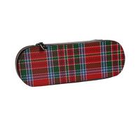 Hnnkloy Leather Pencil Case Organizer for Stationery Storage,Red and Green Plaid Scottish