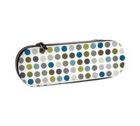 Hnnkloy Leather Pencil Case Organizer for Stationery Storage,Retro Mod Polka Dot Pattern