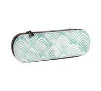 Hnnkloy Leather Pencil Case Organizer for Stationery Storage,Scales Aqua Mint White Geometry Marble