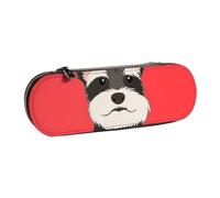Hnnkloy Leather Pencil Case Organizer for Stationery Storage,Schnauzer Buddy Dog