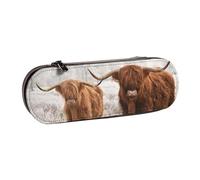 Hnnkloy Leather Pencil Case Organizer for Stationery Storage,Scottish Cow